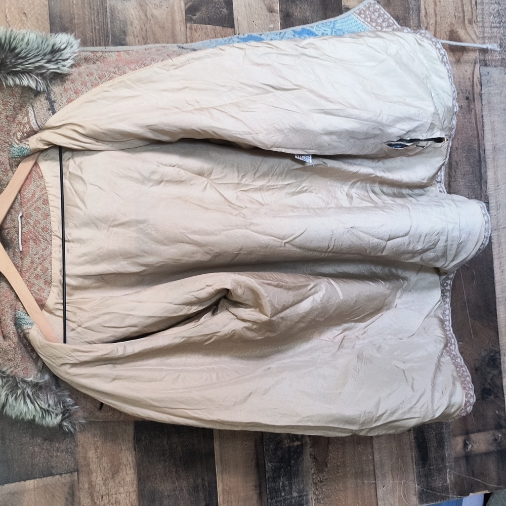 Vintage Nordic Scandinavian Wool Blend Faux Fur Hooded Blanket Coat Sz XL Women - Picture 14 of 17